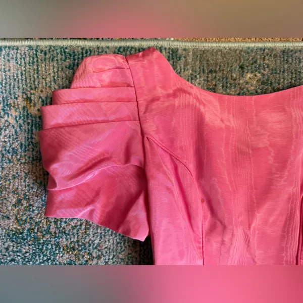 Vintage 60s pink peplum formal bridesmaid dress, size 7/8 - Image 6
