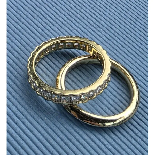 Kendra Scott Ring Set 2 Gold Tone Stacking Rings Size 6 (XS) Metal Clear Stones - Image 4