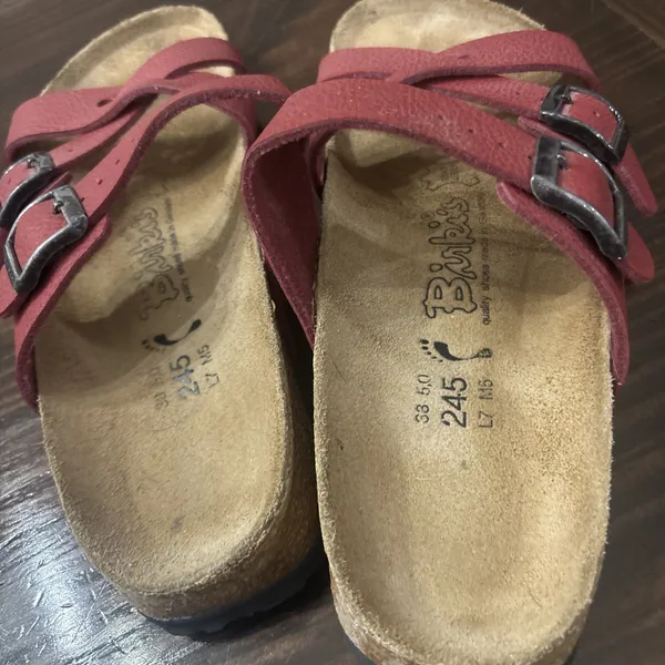 Birki's by Birkenstock Nepal Crisscross Sandals Buffalo Red 38 L 7 M5 - Image 5