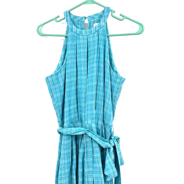 Calvin Klein‎ size 2 blue plaid sleeveless dress wrap style gingham tie waist - Image 3