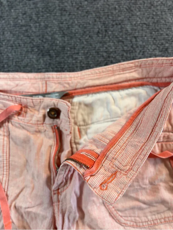 The North Face Orange White Striped Linen Blend shorts Size 6 Coastal Summer - Image 3