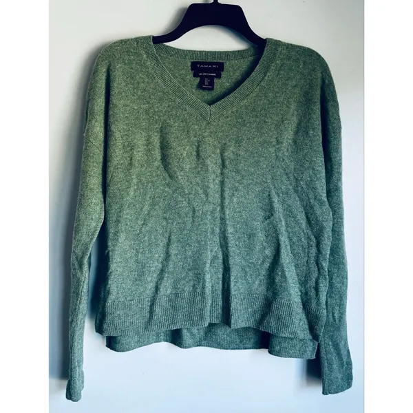 Tahari 100% Cashmere Sweater Soft Fall Winter Fashion Seafoam Green Large - Image 4