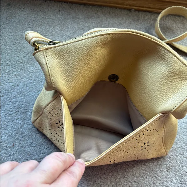 Leather Crossbody Bag Tan Neutral Everyday Floral Cutout The Sak - Image 6