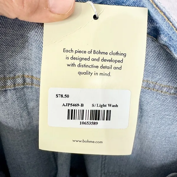 Bohme Kadie High Rise Baggy Jeans Light Wash Size Small NWT Button Cuff Rigid - Image 12