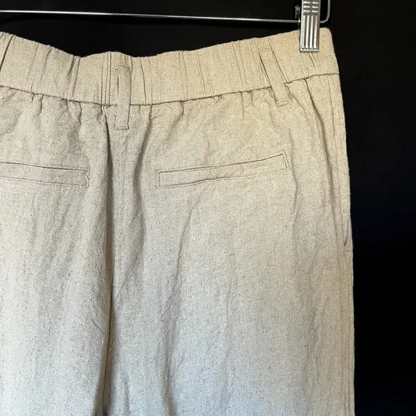 a new day linen blend tan wide leg pleated front‎ pants women's size 4 trousers - Image 6