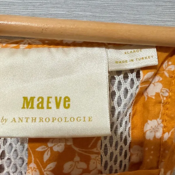 Maeve Anthropologie Orange Floral Lattice Ruffle Halter Top XL - Image 5