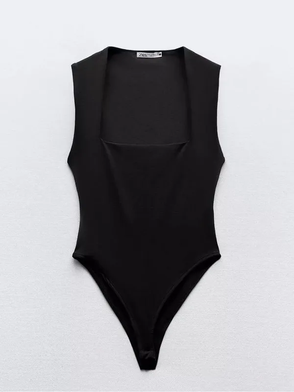 Zara Black Square-Neck Bodysuit - Image 4