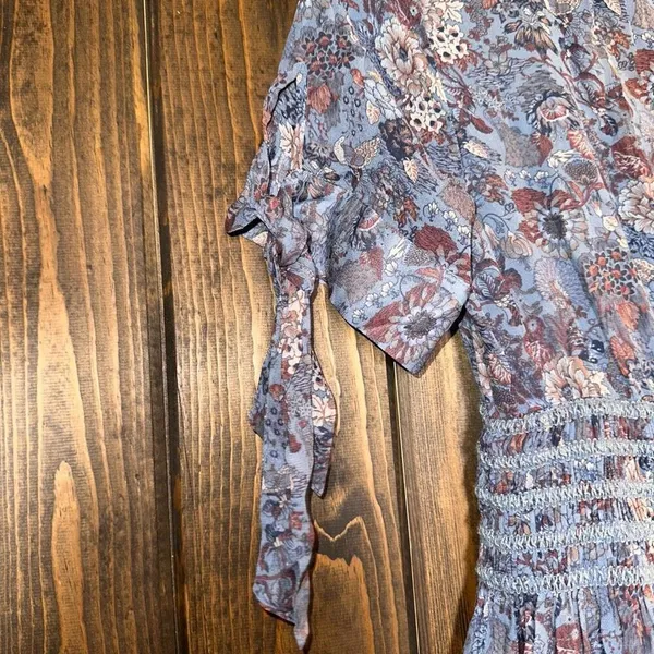 Frye‎ Boho Floral V Neck Tiered Mini Dress - Image 3
