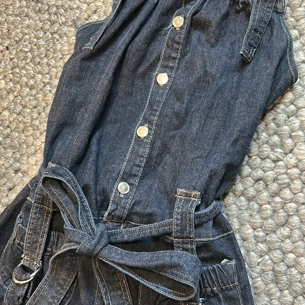 Non Signe Chunky Denim Tie Waist Romper Size M - Image 6
