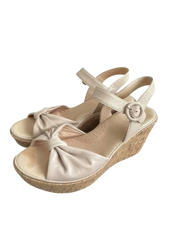 ONO Caul Beige Knot Front Cork Wedge Leather Sandals Women’s Size 8 - Image 3