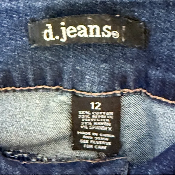 d. Jeans Dark Wash Skinny Ankle Jeans Double Button Mid Rise Jeggings Size 12 - Image 3