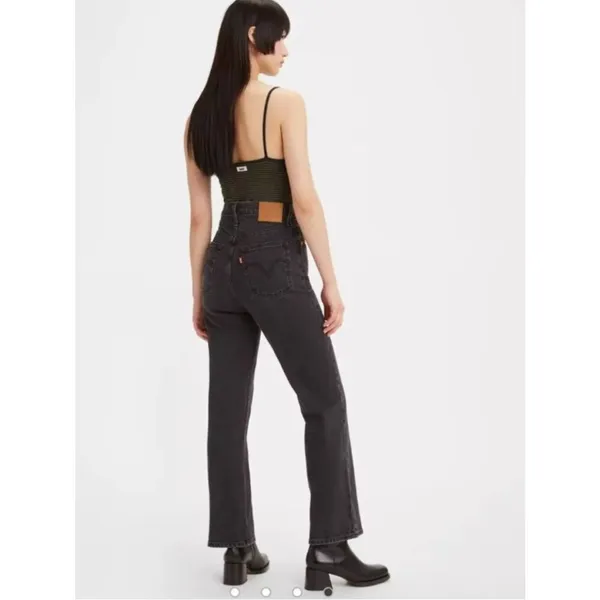 Levi’s Premium Ribcage Boot Cut Button Fly Black Jeans, Size 24 - Image 2