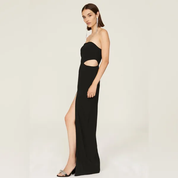 Amanda Uprichard‎ Kloss Gown Strapless Cutout Black XS - Image 2