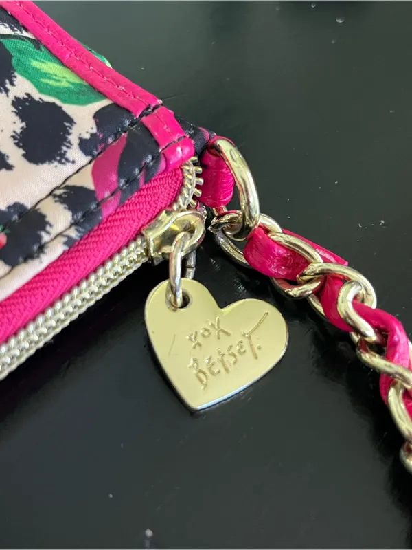 Betsey Johnson Y2K Hot Pink Floral & Leopard Crossbody with Bow - Image 9