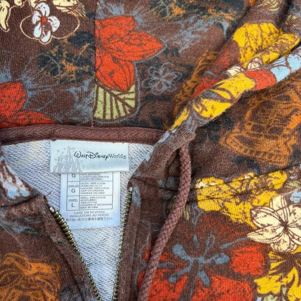 Disneyland Resort Minnie Mouse Surf Co Brown Floral Jacket Size L - Image 5