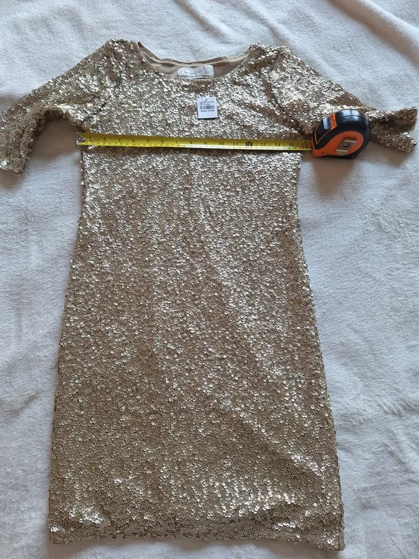 Abercrombie & Fitch Gold Sequin Bodycon Mini Dress Medium NWT - Image 5