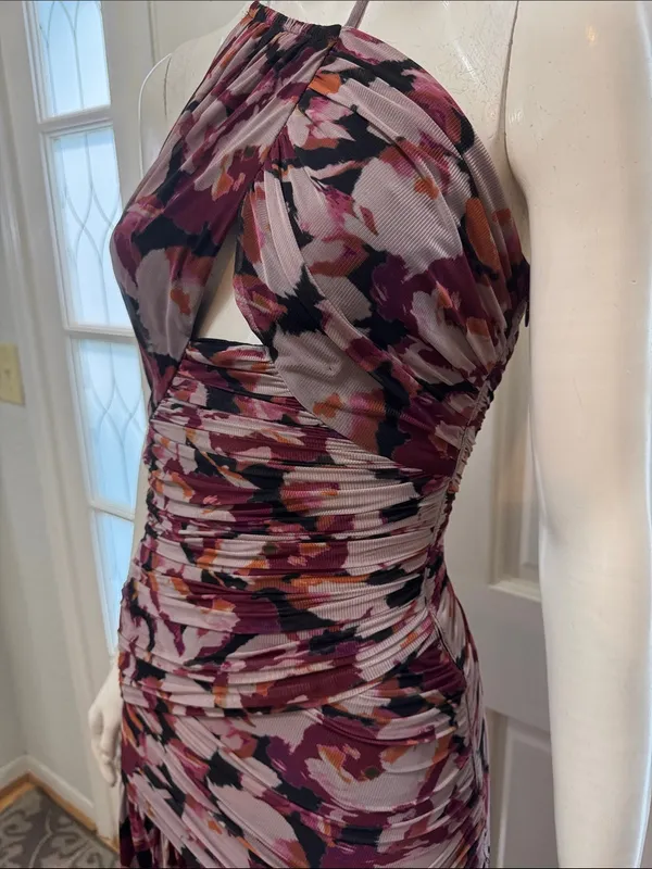 Nicholas Micaela Halter Neck Purple Floral Gown size XSMALL A1 - Image 8
