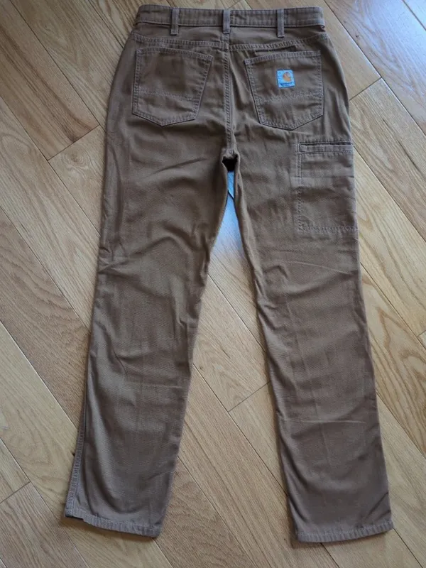 Carhartt SALES SAMPLE Womens Sz 4 Brown Canvas Carpenter Work Pants Pima Nylon - Image 4