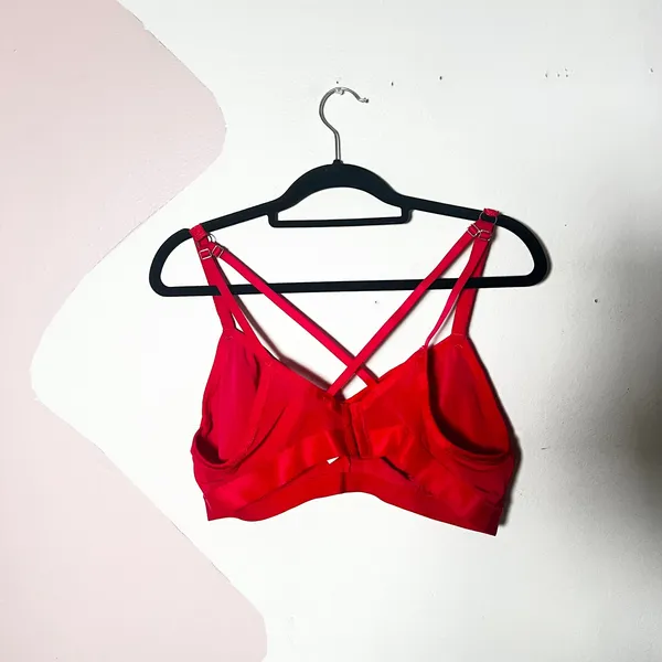 Aerie Bralette Women's XXL Red Leopard Flocked Crossback Strap - Image 2