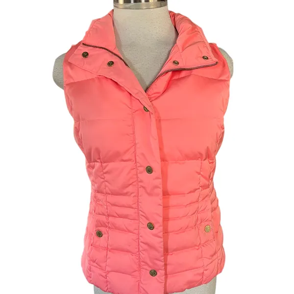 LILLY PULITZER Isabella Puffer Down Vest in Coral Size Small - Image 10