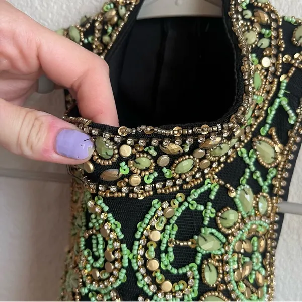 Sherri Hill 50153 Black/Green Beaded Prom Dress - Image 11