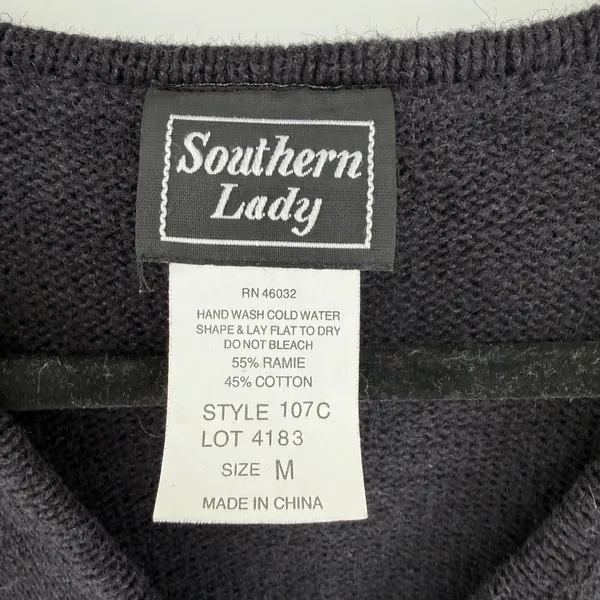 Southern Lady Vintage Black Bird Embroidered Knit Sweater Vest Size M Cardinal‎ - Image 6