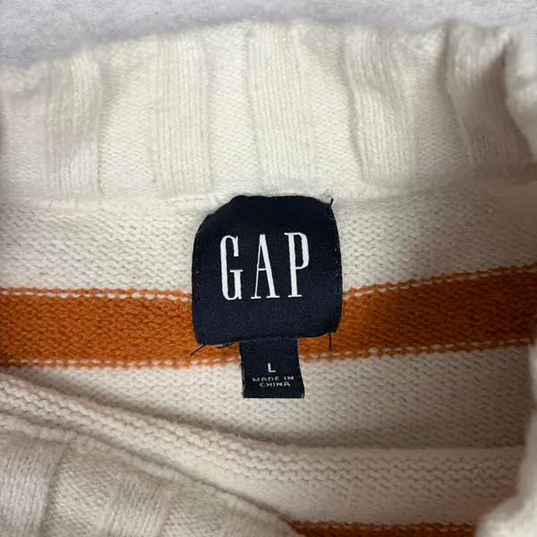 GAP Rainbow Knit Crewneck Sweater Women's L Multi Relaxed Cozy Grannycore Autumn - Image 3