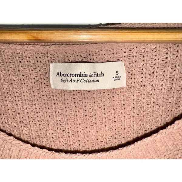 Abercrombie & Fitch Soft AF Tan Brown Textured Knit Scoop Neck Sweater Size S - Image 3