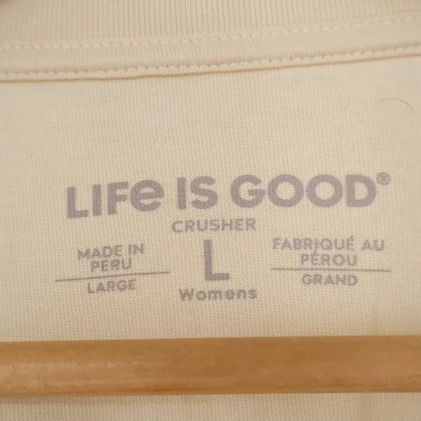 Life is Good Womens Large Crusher Tee Cream Chocolate Lab Graphic T-Shirt Cotton - Image 3