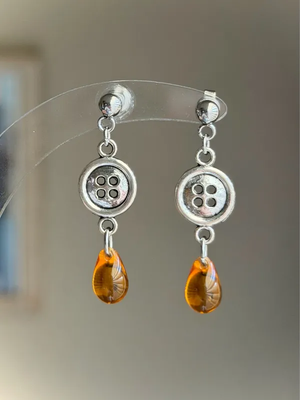 Handmade retro vintage fairy boho funky style dangle earrings🌀💛 - Image 3