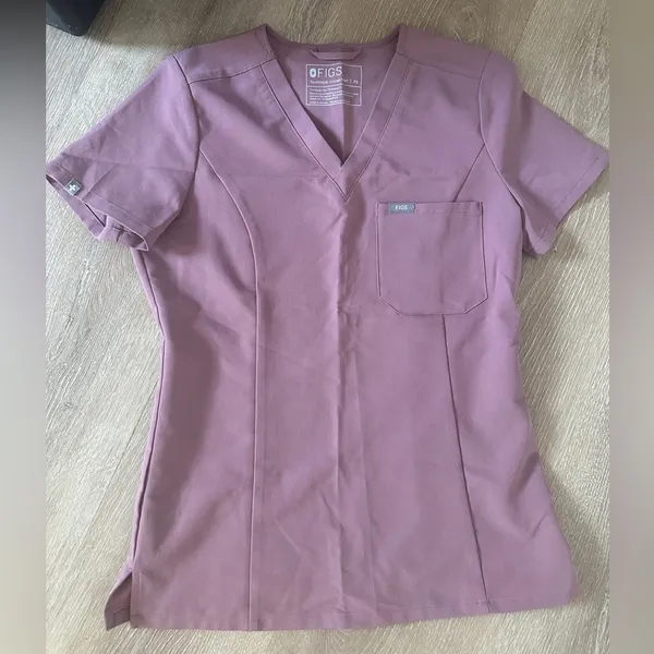 FIGS Pink V-Neck Scrub Top - Image 2