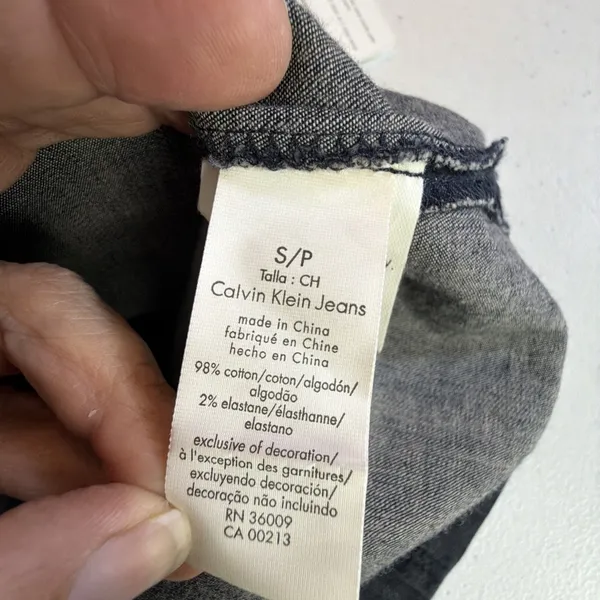 Calvin Klein Collared Denim Shirt jean Dress Sleeveless Y2K small retro 80's NWT - Image 11