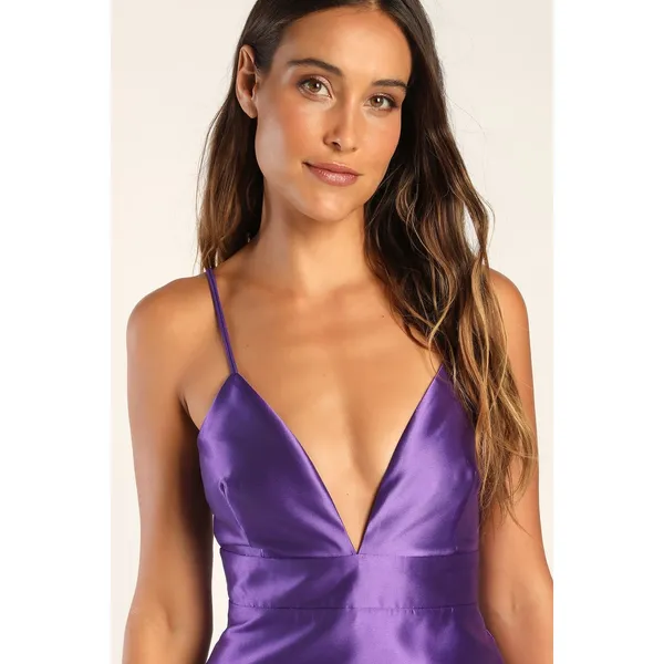 NWOT Lulus Glamourous Life Purple Sleeveless Mini Dress Party Cocktail Size XS - Image 3