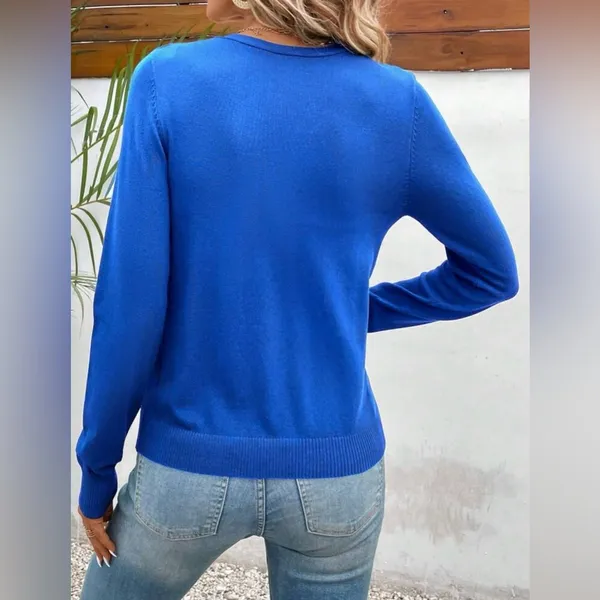 SHEIN Frenchy Solid Button Front Cardigan, Royal Blue, Size S, NWOT - Image 2