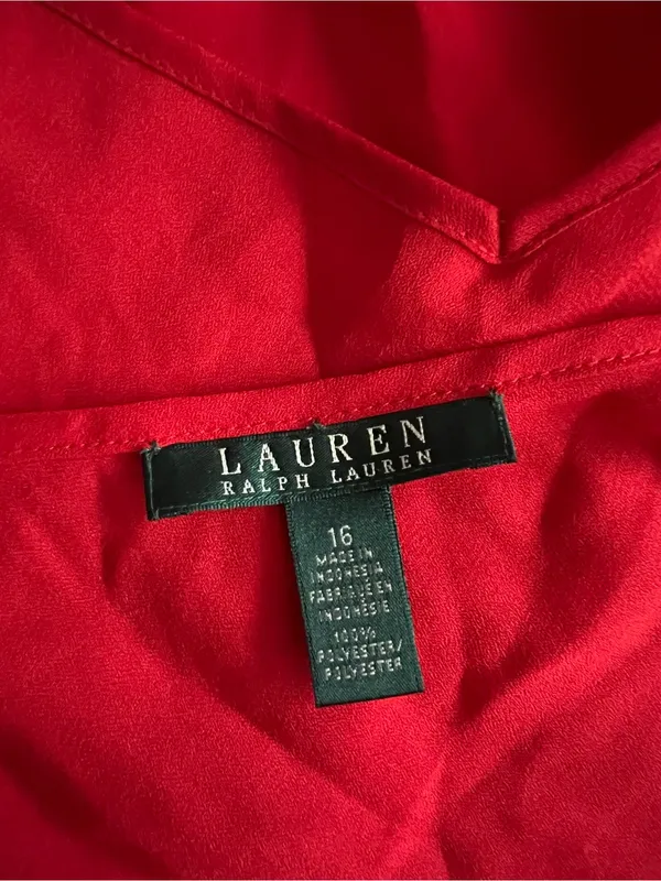 Women’s Lauren Ralph Lauren Red Slip Dress Camisole Classic Silky Nightwear 16 - Image 3