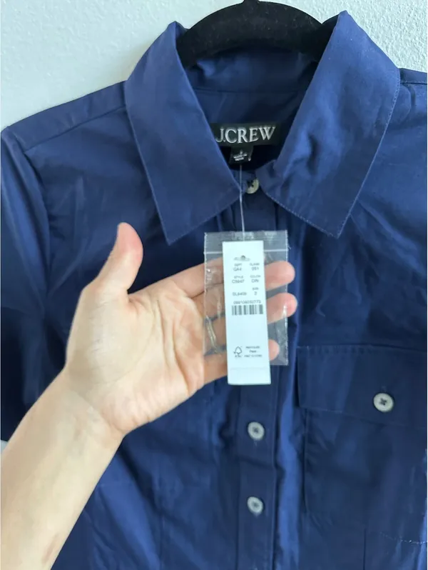 J Crew Shirt Dress Blue Navy Maxi Size 2 NEW - Image 4