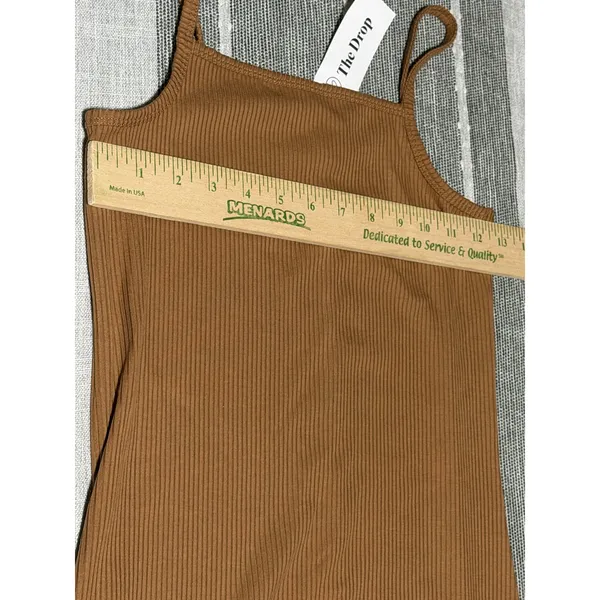 The Drop Leslie Toasted Brown Ribbed Midi Dress XXS Side Slit‎ NWT - Image 2
