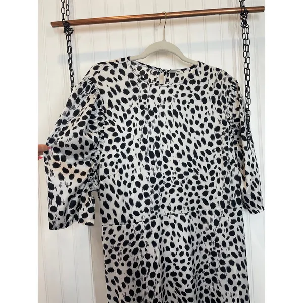 Lost Ink Leopard Print Midi Dress & Single Breasted Blazer Black White Bundle 2X - Image 5