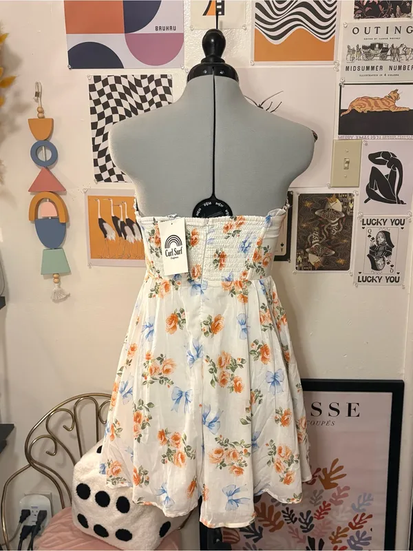 Curl Surf California Floral Bow Strapless Mini Dress - Image 6