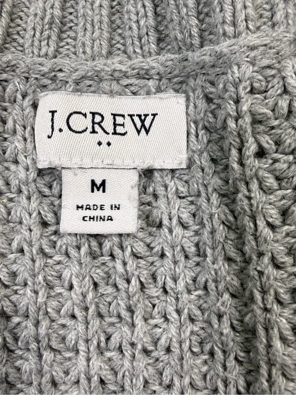 J. Crew 100% Cotton Gray V-Neck Chunky Knit Pullover Sweater - Image 5