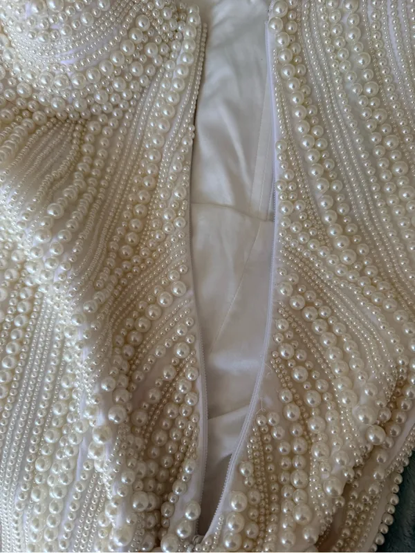 Retrofête NWT Deema Pearl Embellished Strapless Wedding Bridal Mini Ivory Med - Image 12