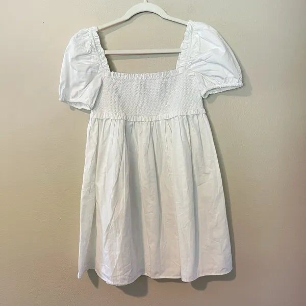 Dress Forum Women's White Dress Babydoll Smocked Bride Bachelorette LWD‎ Shower S Coquette - Image 2
