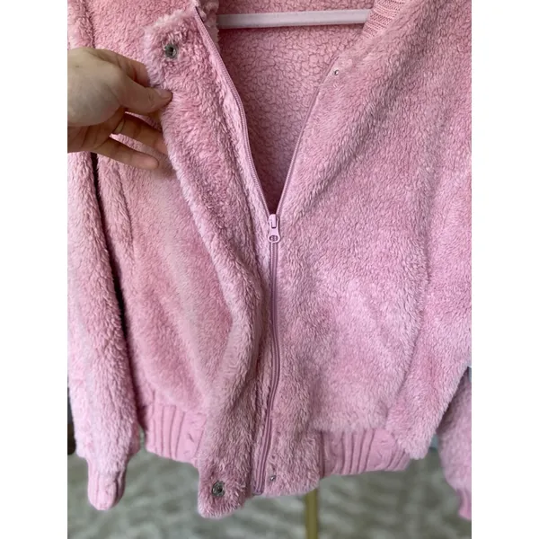 Olivia Sky Blush Bomber Jacket‎ Fuzzy Cozy Winter Buttery Soft Zip Baddie NWTs M - Image 4
