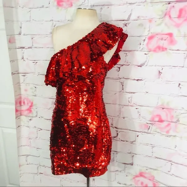 Leith red sequin mini cocktail party dress - Image 6
