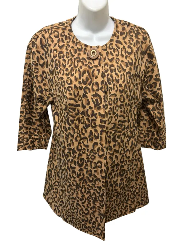 Carol Anderson Invitation Estate Cheetah Jacket Coat XS Mid Length One Button - Image 2