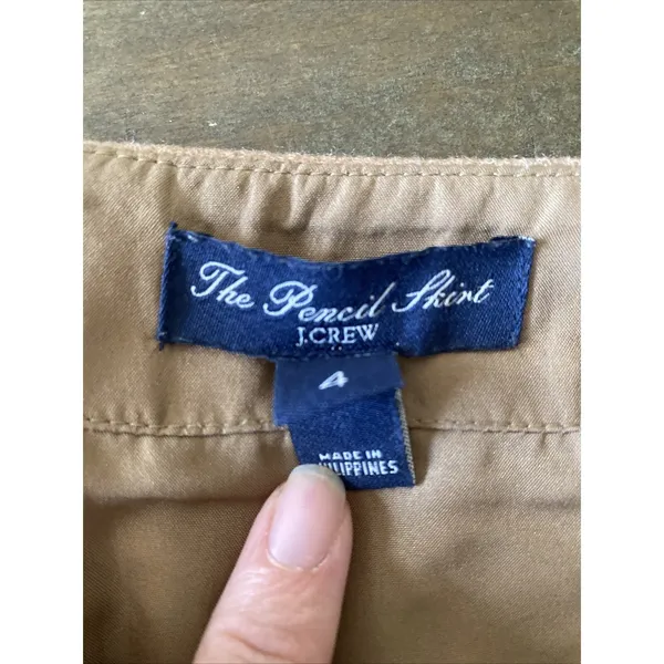 J‎ Crew The Pencil Skirt Brown Wool Blend Skirt Size 4 Lined Back Vent Career - Image 3