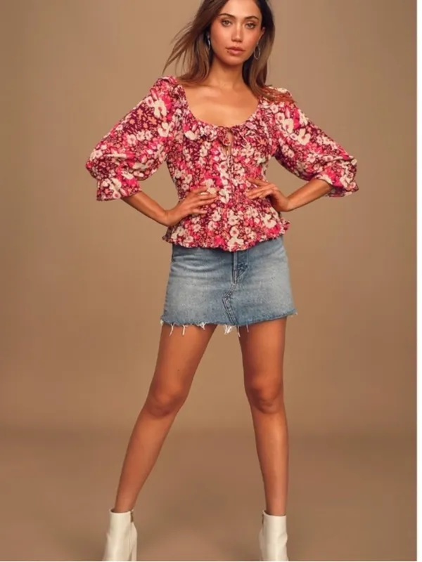 Free People Sweet Memories Blouse in Fruit Punch Combo - Size S - Image 10