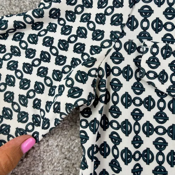 Tory Burch Katie Link Print Rayon Shirt Dress Size S Geometric Mod Preppy Retro - Image 11