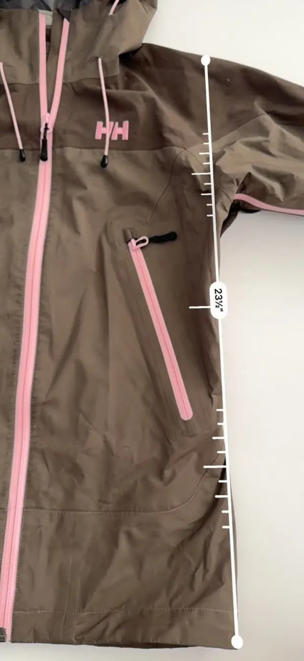 Brown & Pink Hooded Rain Jacket Size M Waterproof Shell Helly Hansen Ekolou - Image 9
