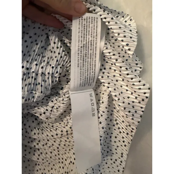 Abercrombie‎ & Fitch White Polka Dot Pleated Smocked Cami Peplum Top Large - Image 5